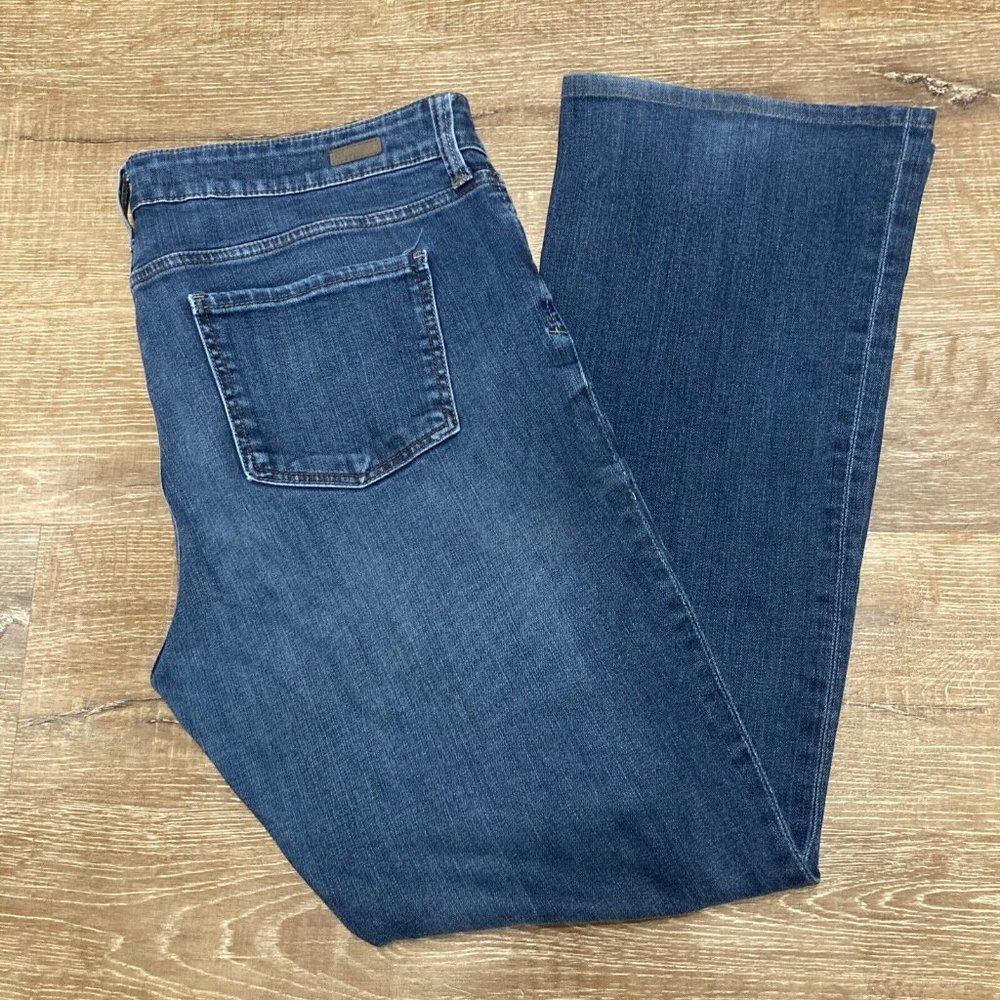 Kut From The Cloth Jeans Womens 16 Solid Blue Medium Wash Bootcut Stretch 114750